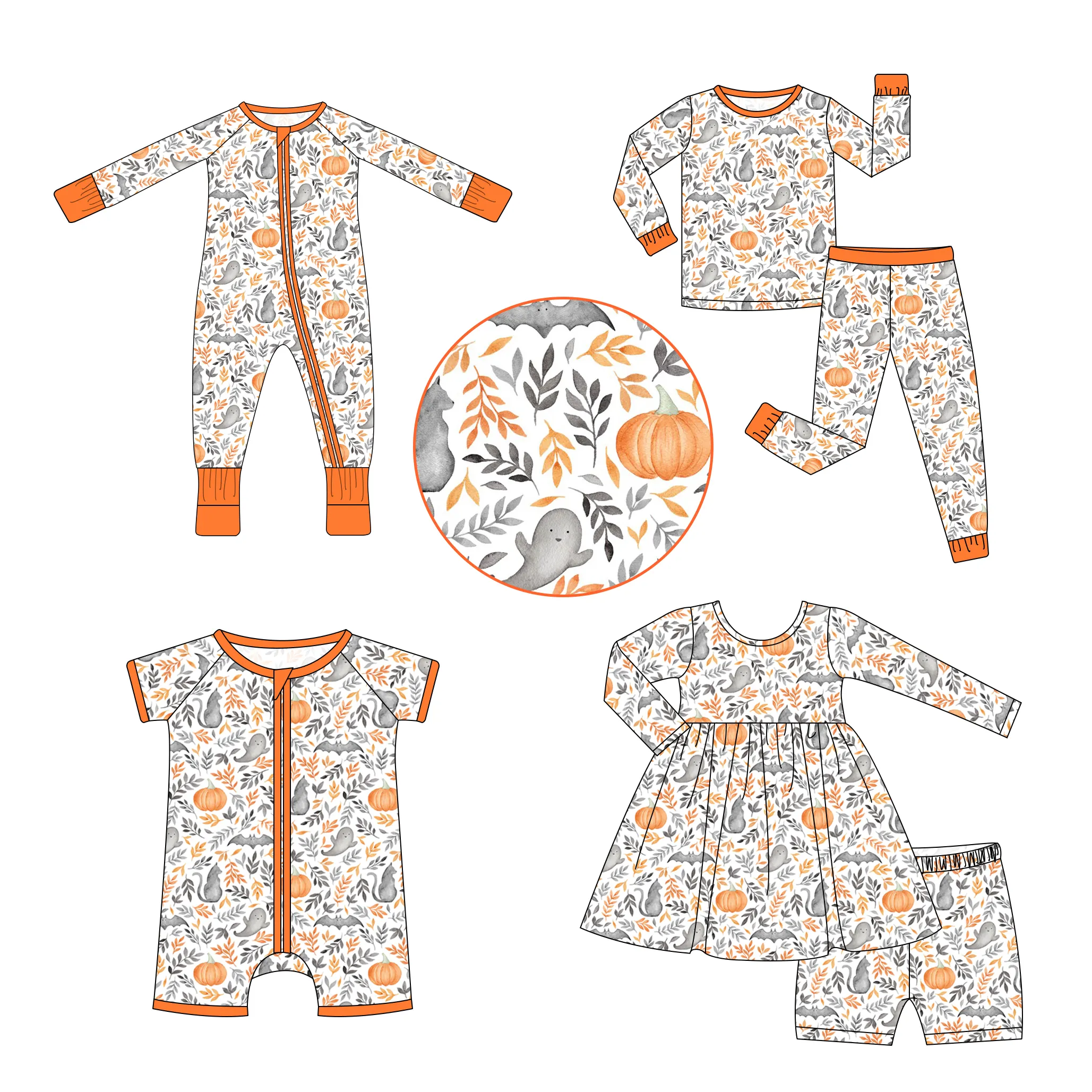 Nieuwe Aankomst Pasen Stijl Custom Patroon Print Kids Ruche Romper Bamboevezel Gevouwen Handen Voeten Baby Meisjes Slapen Pyjama