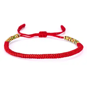 G1858 Mode Charme Lucky Mannen Tibetaanse Boeddhistische Verstelbare Handgemaakte Knopen Rood Touw Armbanden Voor Vrouwen Sieraden