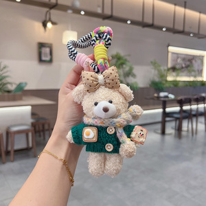 Lindo llavero de oso de peluche con bufanda y lazo, colgante creativo de dibujos animados, adorno de moda para colgar en la bolsa, llavero Kawaii para regalo - Product Image 6