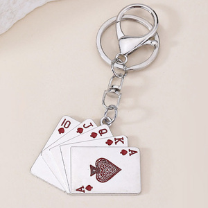 Bán buôn cá nhân hợp kim phẳng Poker <span class=keywords><strong>Keychain</strong></span> Mặt dây chuyền qua biên giới mới Carabiner Keyring trang trí nhà sản xuất cung cấp - Product Image 5