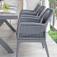 Table et chaises de jardin 6 places en aluminium robuste pour l'extérieur