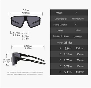 Lunettes de soleil de sport pour hommes femmes confortable vélo Sun <span class=keywords><strong>Ride</strong></span> Protection à la mode Orange bleu clair or rouge extérieur ombre - Product Image 2