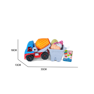 Juego de juguetes de playa de paja de trigo para mezclar arena, 7 piezas: Camión mezclador, cubo cuadrado, rastrillo, tamiz, moldes de arena marina, ecológico, para niños, bolsa de malla - Product Image 3