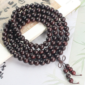 Pulsera de sándalo rojo de 10 mm, redonda, 108 cuentas, estilo chino, joyería antigua - Product Image 4