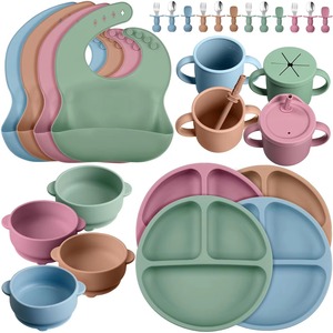 Personaliza el Set de Alimentación de Silicona para Bebés Más Vendido en 2026, Set de Regalo para Recién Nacidos, Set de Platos para Bebés - Product Image 1