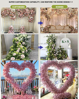 Décoration de table, centre de table, arrangement de roses rouges, guirlande florale, chemin de table, fleurs artificielles pour mariage