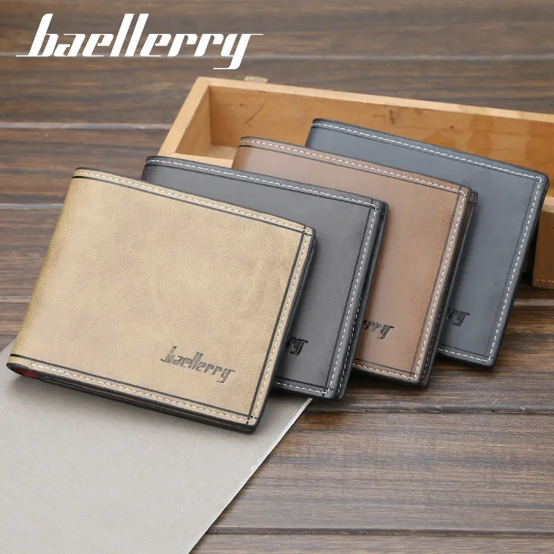 2022 billeteras hombre Baellerry wallets for men fashionable dark brown wallet card holder leather wallet custom logo for men