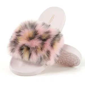 Fashion Fur Slippers For Women Fluffy Plush Fuzzy Sandals Beach Summer Slippers Indoor Home Slippers