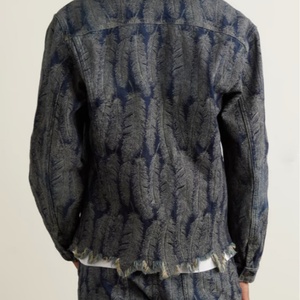 Chaqueta Vaquera Jacquard de Plumas Deshilachadas de Peso Pesado Personalizada para Hombre - Product Image 4