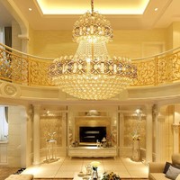 Villa retest bâtiment salon grand luxe personnalisé led or mosquée lustre en cristal lumière