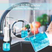 Kit Perawatan Mulut Elektrik IPX7 Tahan Air Portabel Nirkabel Water Jet Dental Flosser 300ml Tangki Dapat Dilepas Pengisian Daya Tipe-C Luar Ruangan