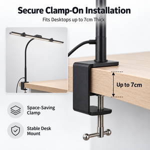 Lampada da Scrivania <span class=keywords><strong>LED</strong></span> OEM 24W con Morsetto, Nera e Bianca, Spina US/EU, Luce Regolabile per Ufficio, Lettura e Lavoro Creativo - Product Image 6