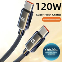 Kabel Pengisian Daya Usb C 120w Nylon Braided Tipe C ke Tipe C 3A Pengisian Cepat 480mbps Transmisi Data Cepat