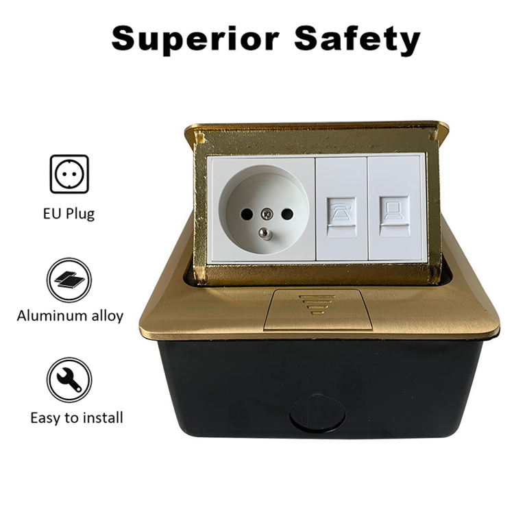 VNX Modern Style UK/US/EU Standard Electrical Power Floor Outlet 2 Digital Data 16A Hidden Type Floor Socket