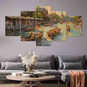 مخصص التقليدية التايلاندية العائمة ديكور السوق اللوحة الفنية مؤطرة طباعة لوحة متعددة حيوية اللوحة التايلاندية الثقافية ديكور الجدار - Product Image 4