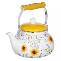 Théière en émail Emaye 1,5L 2,0L 2,5L, bouilloire sifflante en émail, théière en métal, ustensiles de cuisine pour le camping et les pique-niques, écologique, impression intégrale
