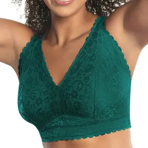 Ladymate ODM/OEM OEM to de encaje para mujer bayanlar yastıklı sütyen dantel tam Busted bralette tam kapsama bardak tel ücretsiz Bralette