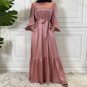 65310# Print <b>Slip</b> Satin Dresses Muslim for Ladies Kimono Abaya <b>Long</b> Modern Modest Women Dress - Product Image 6