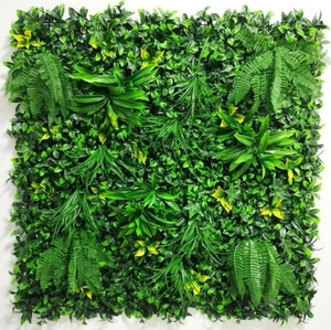 Custom-size Anti-UV Plastic Artificial Grass <b>Wall</b> Artificial Green Grass With Mini <b>Flower</b> Home Office Decor - Product Image 1