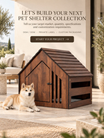 Maison pour animaux de compagnie moderne en bois massif de luxe, couleur noyer foncé, avec porte et fenêtres ventilées pour chats et petits chiens