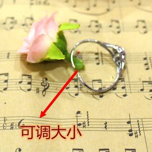 <b>Silver</b> Flower <b>Ring</b> With Diamond Inlay Prong Setting <b>Adjustable</b> For Gift Jewelry - Product Image 2