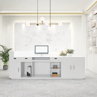 Prix d'usine Comptoir moderne minimaliste blanc long réception de coiffure de luxe pour boutique