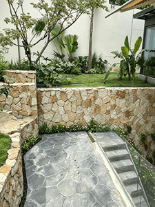 Pierre naturelle aléatoire en vrac, granit jaune-or, pierre culturelle pour façade extérieure de villa, mur d'accentuation intérieur, mur de soutènement - Product Image 3
