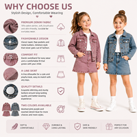 Nouvel ensemble 2026 pour filles : veste en jean délavé et jupe trapèze – Tenue tendance 2 pièces pour enfants – Ensemble de vêtements décontractés et élégants pour boutique