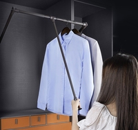 E-SHINING Meuble de rangement moderne en plastique robuste pour armoire, avec penderie, étagère et tringle à vêtements relevable pour chambre à coucher