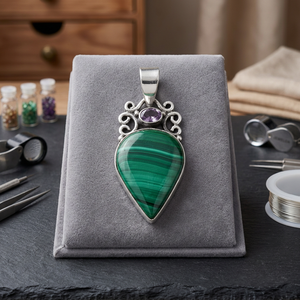 Pendentif en pierres précieuses en argent sterling 925 Nouveaux bijoux en forme de poire simples avec de magnifiques pendentifs en argent - Product Image 3