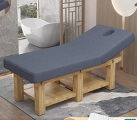 Table de massage en bois massif, table de soin du visage en bois, éponge haute densité, dossier réglable pour salon de beauté, spa, hôtel