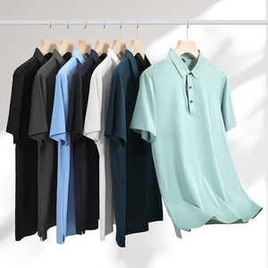 Polo à manches courtes pour homme, couleur unie, boutons, longueur normale, style décontracté, tissu en coton tissé respirant, tissu Oxford - Product Image 4