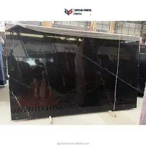 Grosir marmer hitam marmer Nero Marquina dengan lapisan putih Nero Marquina Venato Harga lempengan batu