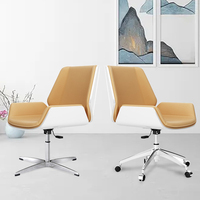 Chaise de bureau exécutive en bois courbé, chaise de bureau à dossier moyen rembourrée en cuir PU, chaise de travail pivotante réglable pour le bureau à domicile