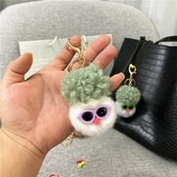 Porte-clés tendance en forme de chou-fleur, avec pompon en fausse fourrure mignon pour sac, pendentif pour clés de voiture, porte-clés en peluche