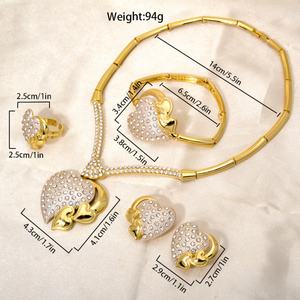 Conjunto de Joyería Nupcial para Fiesta de Bodas, Diseño Clásico de Flores para Mujer, Pulseras de Aleación de Cobre Chapadas en Oro de 14K, Bolsa OPP, Certificado GDTC - Product Image 2