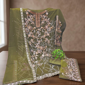 Costumes Salwar Kameez en tissu de qualité supérieure pour boutique indienne avec broderie lourde Moti Work Festival Wear Dupatta pour les fêtes - Product Image 3