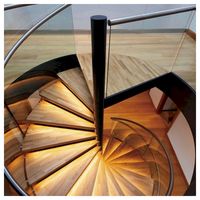 Escalier en colimaçon Prima moderne en acier au carbone, gain de place, avec rampe en verre, pour villa, maison, escaliers en spirale commerciaux
