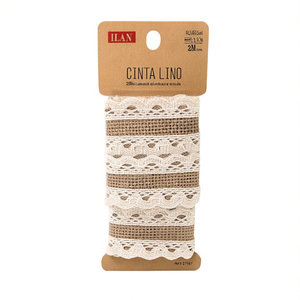 ริบบิ้นผ้าลินิน ILAN ขนาดประมาณ 3.5 ซม. x 2 ม. พร้อมขอบลูกไม้ สำหรับงานประดิษฐ์และตกแต่ง - Product Image 2