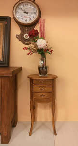 Elegante Mesa de Centro de Madera de Teca con 3 Cajones - Diseño Ovalado Clásico Antiguo |    Centro de Mesa Duradero y de Lujo para Sala de Estar - Product Image 3