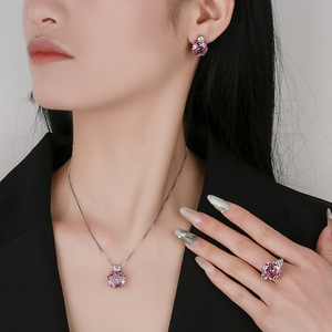 Nuevo 2025 Joyería Zhuangshengsheng, Base de Cobre Bañada en Oro, Corte Rosa, Rosa Seca, Conjunto Estilo Simple, Piedra Principal 14-12mm - Product Image 4