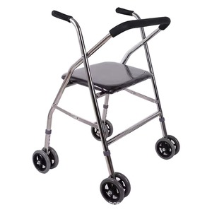 Déambulateur Qianzhongyi en acier inoxydable à 4 roues avec siège pour personnes âgées, aide à la mobilité - Product Image 1