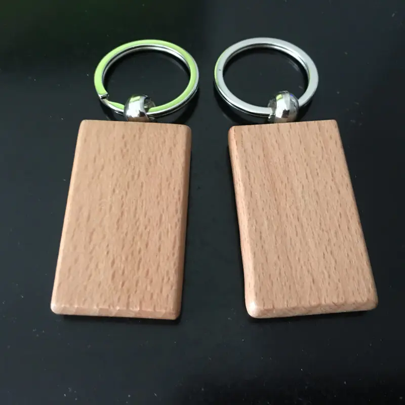 Рекламный пустой деревянный брелок для ключей, прямоугольный, Круглый, квадратный, в форме сердца, деревянный брелок для ключей с индивидуальным принтом логотипа, деревянный брелок для ключей