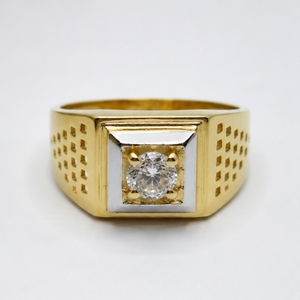 22K Gold <b>Mens</b> Diamond <b>Ring</b> Elegant Square Stone Signet <b>Ring</b> Premium Yellow Gold Jewelry <b>for</b> Wedding Party Gift - Product Image 1