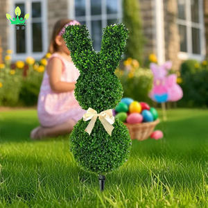 Artificial Easter Decor Adorável Coelho Em Forma de <span class=keywords><strong>Topiary</strong></span> Árvores com Big Yellow Bow Buxo Alto para Casa Garden Porch Party Decor - Product Image 4