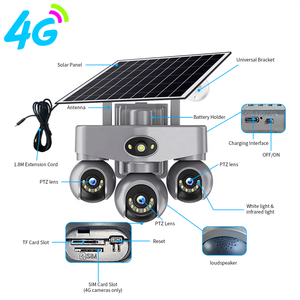 Caméra de surveillance extérieure PTZ solaire 4G avec <span class=keywords><strong>3</strong></span> écrans, 9MP, AOV, enregistrement 24h/24 - Product Image 2