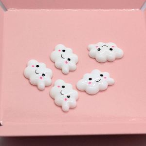 Slime Charms Trắng Phim Hoạt Hình Nụ Cười Nhỏ Đám Mây 14 Mét X 22 Mét Flatback Cabochon Trang Trí Nhựa Tô Điểm Scrapbooking Craft DIY - Product Image 3