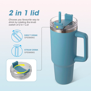 Ly giữ nhiệt 40oz chống rò rỉ tùy chỉnh, kiểu dáng đơn giản, có tay cầm và nắp ống hút - Product Image 3