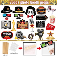 Kit de fournitures pour événements d'anniversaire sur le thème des stars du cinéma hollywoodien, soirées sur le tapis rouge, avec accessoires photo en papier et cadres gonflables pour selfies
