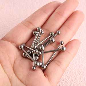 Vente en gros de bijoux de <span class=keywords><strong>piercing</strong></span> personnalisés en titane G23, à filetage externe, à double tête, pour mamelons, barres, barbells, sourcils, langue - Product Image 6